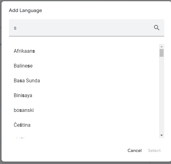 Select the language you want to add