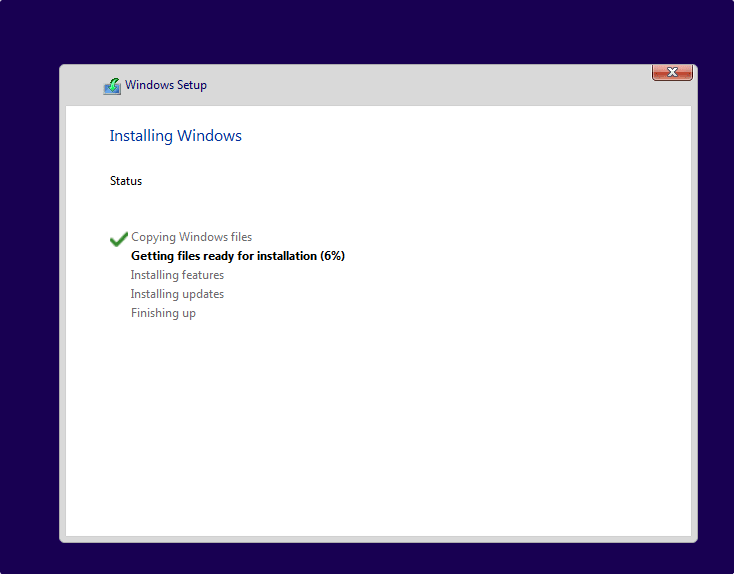 Start installing Windows 11