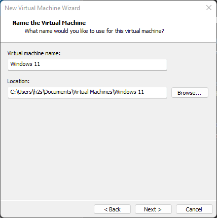 Virtual machine name Windows 11