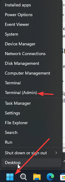 Open Command terminal as Admin
