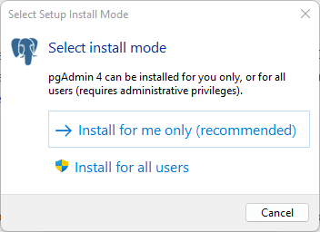 Select the install mode