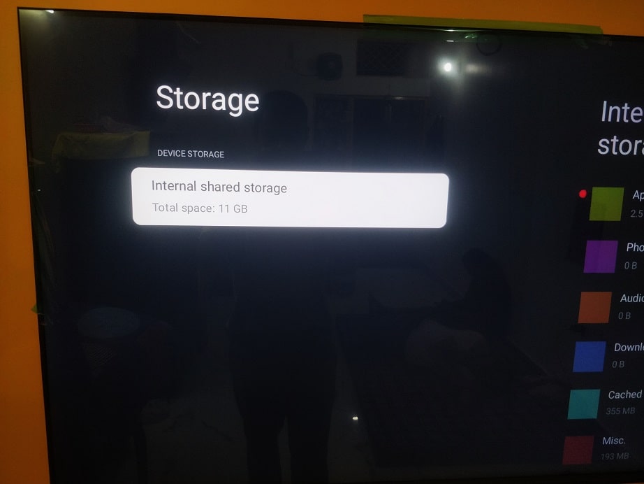 Internal storage space min