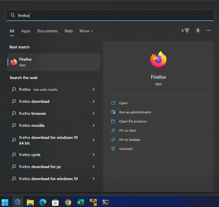 Commande du navigateur Mozilla pour installer Windows 11