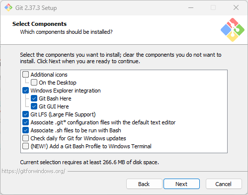 Select components to install