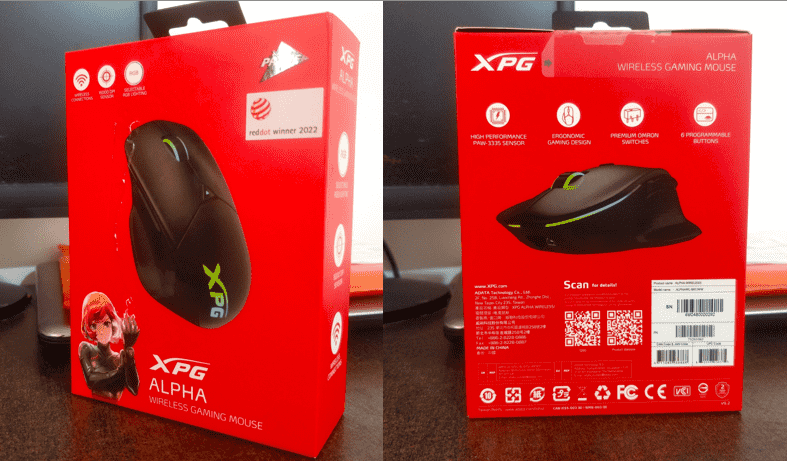XPG Alpha mouse RGB gaming package