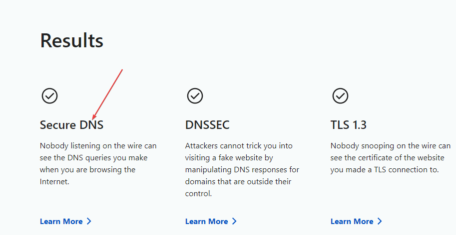 Compruebe la prueba de DNS seguro en línea