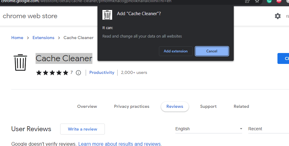 Install Chrome Cache Cleaner Extension