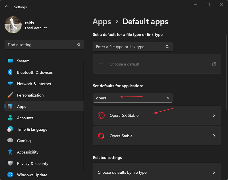 Set Opera GX Default browser windows 10 or 11
