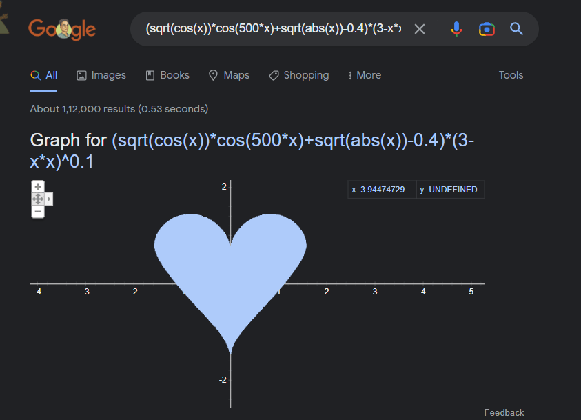 Express love with Google math easter egg
