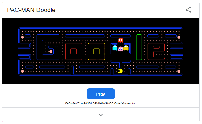 PAC MAN Minuto del juego de Google