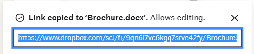 Copy link option to quickly copy the shareable link
