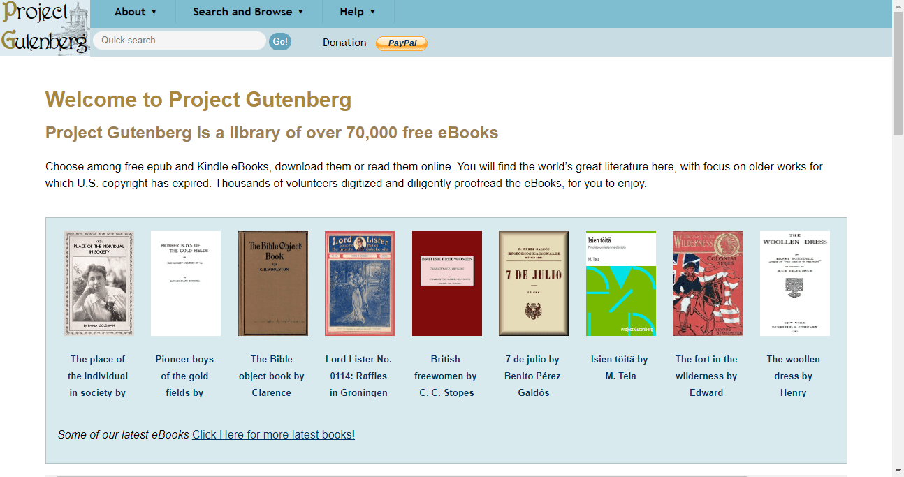 Project Gutenberg free books
