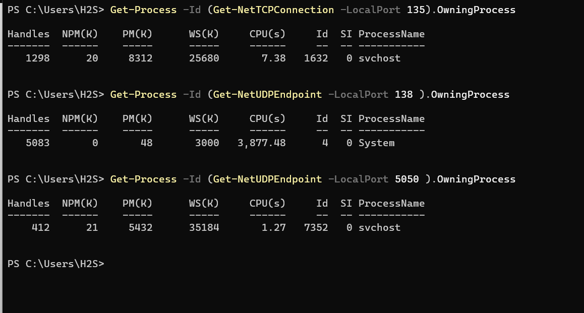 在 powershell 中查找特定 TCP 连接端口详细信息